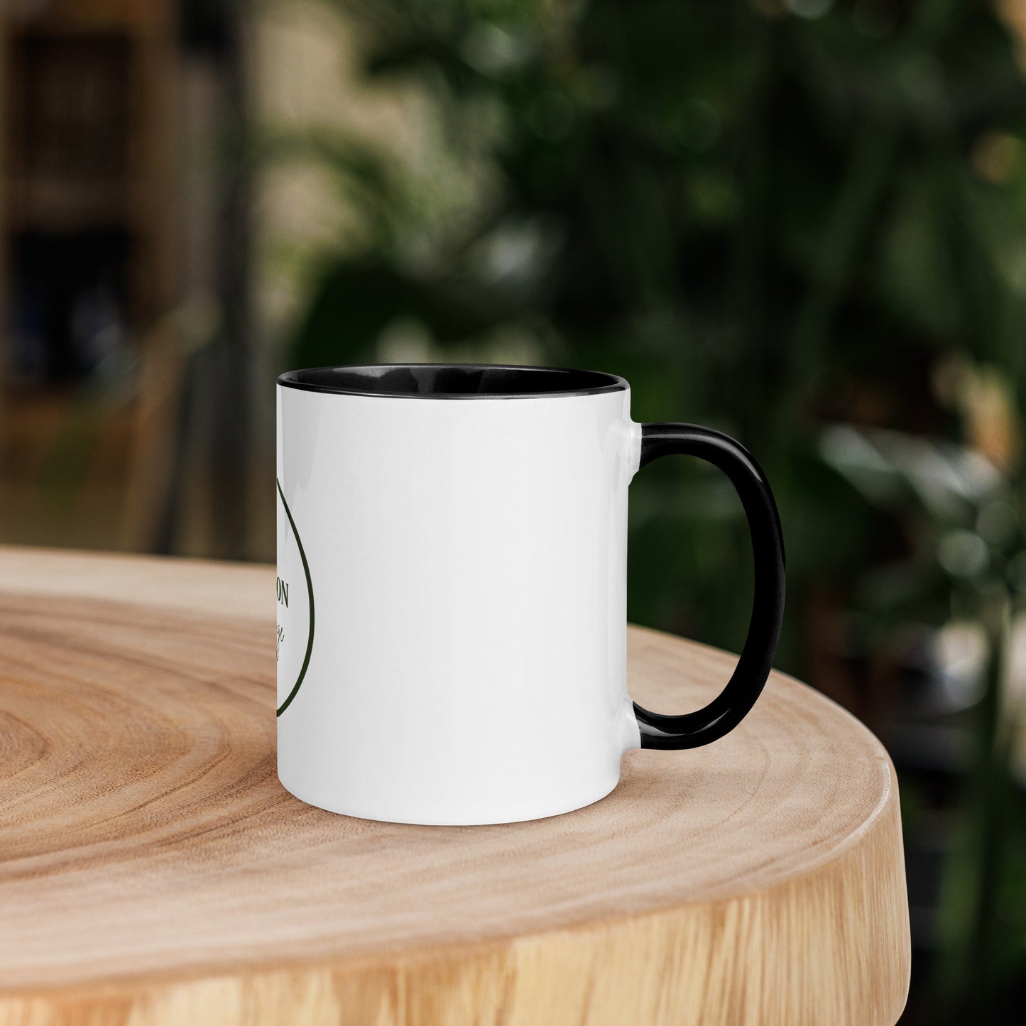 The Ambition Lounge White Ceramic Mug, Black Inside